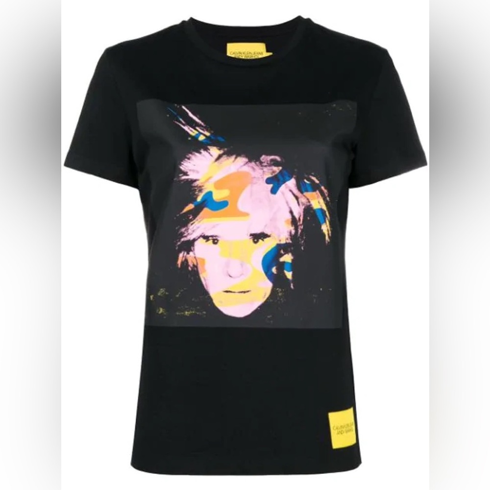 Calvin Klein ANDY WARHOL CAMOUFLAGE PRINT T-SHIRT IN BLACK size Medium